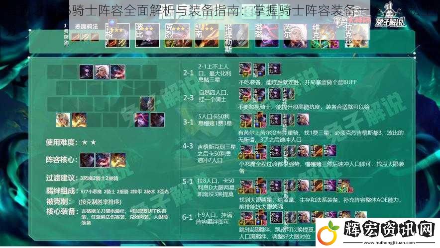 云頂之弈S5騎士陣容全面解析與裝備指南：掌握騎士陣容裝備一覽，輕松上分