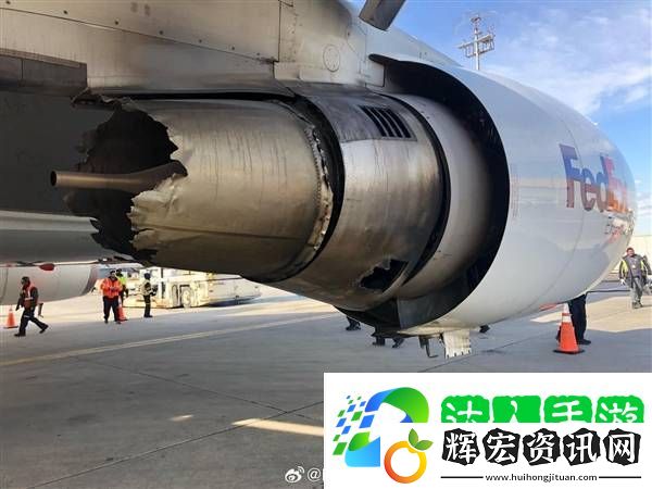 美國波音767飛機撞鳥后空中噴火
